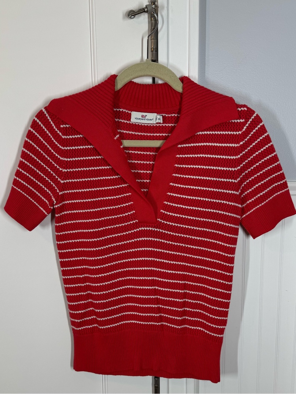 Vineyard Vines Polo Sweater‎ Womens XXS Red Like New Preppy Nautical Striped